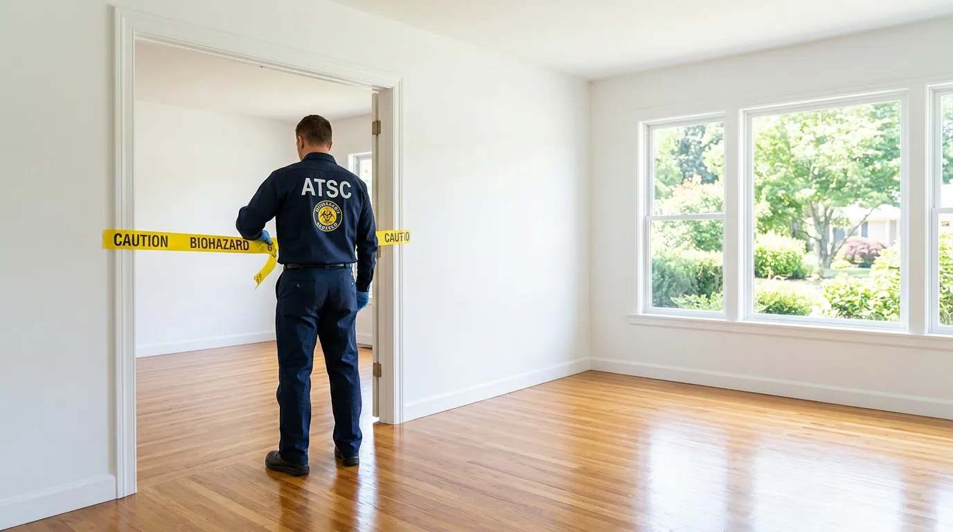 Certified biohazard cleanup crew performing Decomposition Cleanup in Roslyn Heights